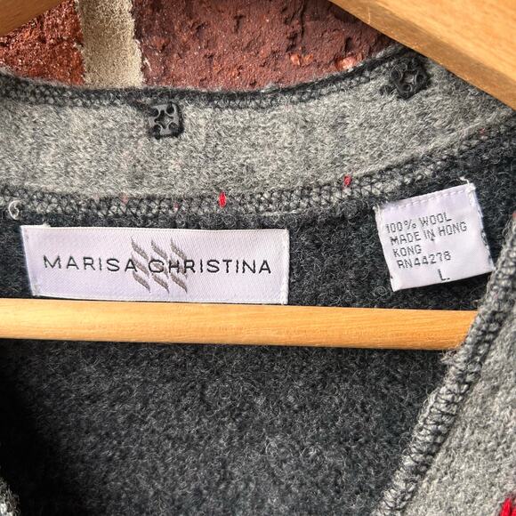 Vintage Marisa Christina Cute Holiday Skiing Wool Sweater Vest Sz L - Picture 3 of 5
